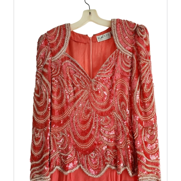 Preowned Oleg Cassini Black Tie 1990's Evening Dress. - Picture 2 of 5